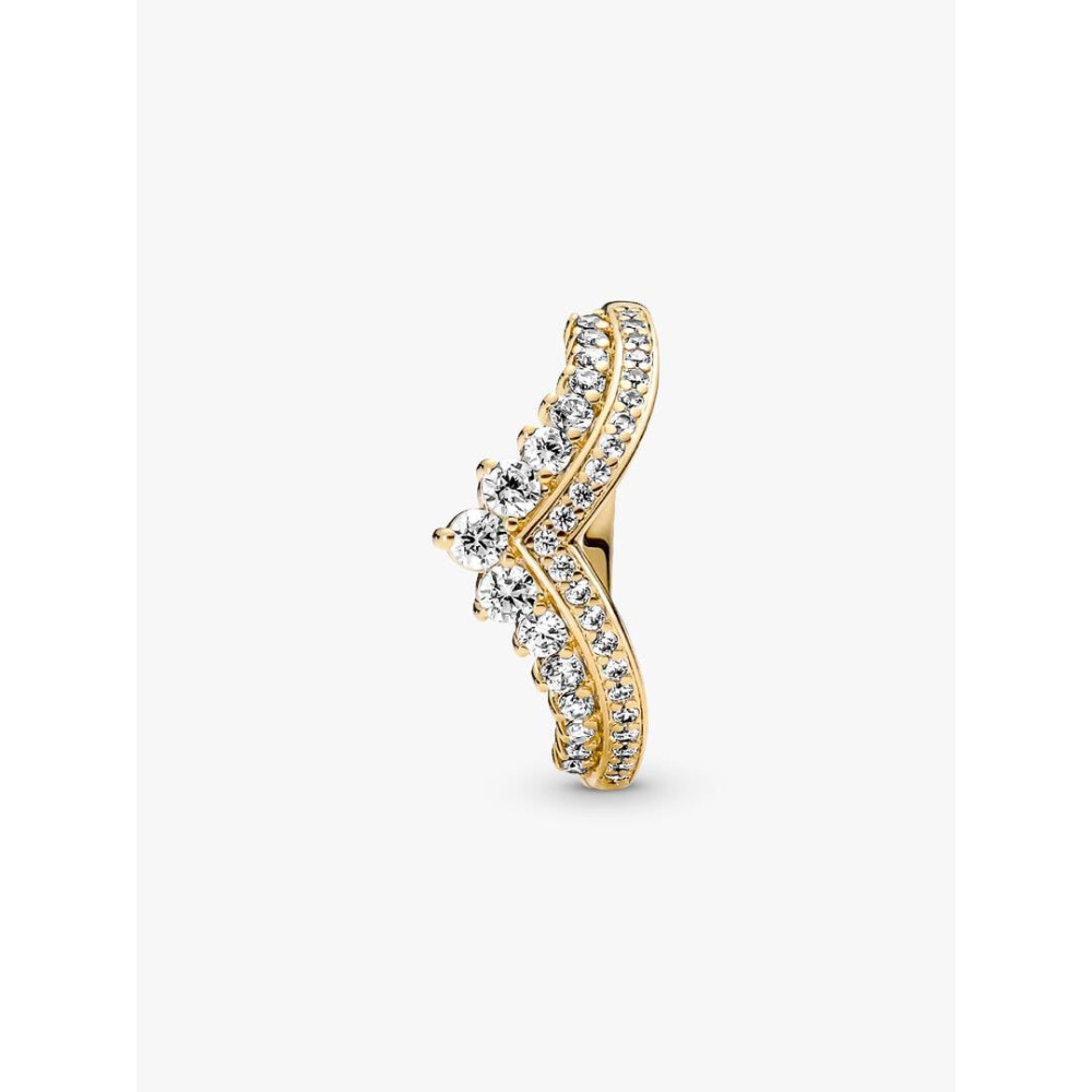 Image montrant la totalité de la Pandora Bague Tiare Vœu métal doré à l’or 14 carats