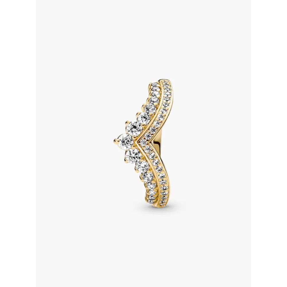 Image montrant la totalité de la Pandora Bague Tiare Vœu métal doré à l’or 14 carats