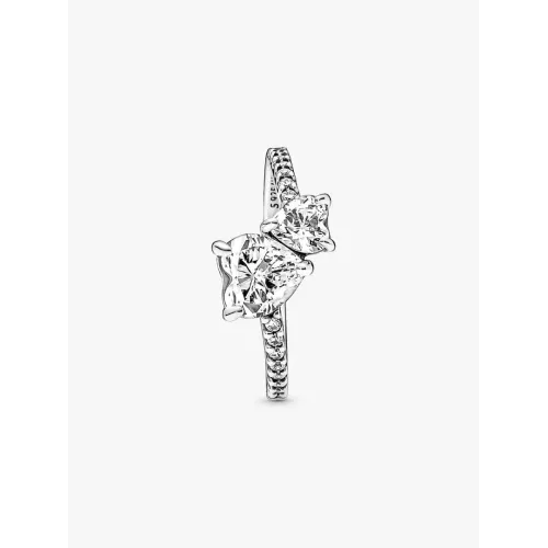 Photo présentant l’intégralité de la Pandora Bague Scintillante Cœur Double Argent Massif
