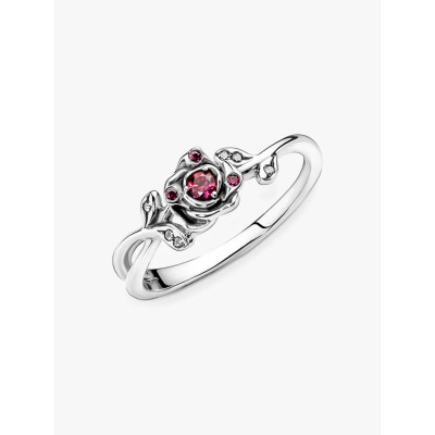 Photo présentant l’intégralité de la Pandora Bague Disney La Belle Et La Bête Rose Argent Massif