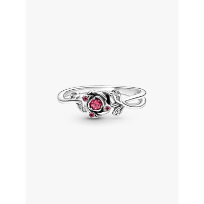Visuel illustrant l’ensemble de la Pandora Bague Disney La Belle Et La Bête Rose Argent Massif