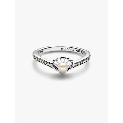 Photo présentant l’intégralité de la Pandora Bague Perle de Culture d’Eau Douce Traitée Princesse Disney Arielle Coquillage