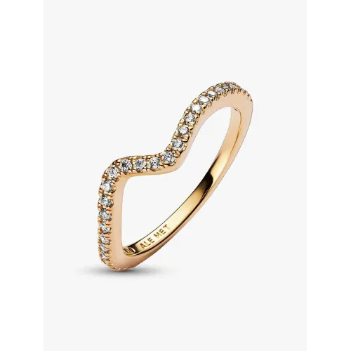 PANDORA BAGUE VAGUE SCINTILLANTE MÉTAL DORÉ À L’OR 14 CARATS