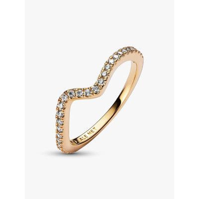 Photo présentant l’intégralité de la Pandora Bague Vague Scintillante Métal Doré À L’Or 14 Carats