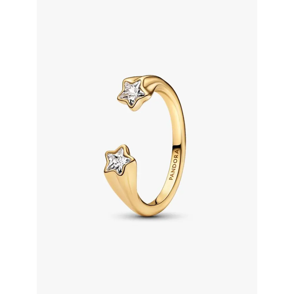 Photo présentant l’intégralité de la Pandora Bague Ouverte Étoiles Filantes Métal Doré À L’Or 14 Carats