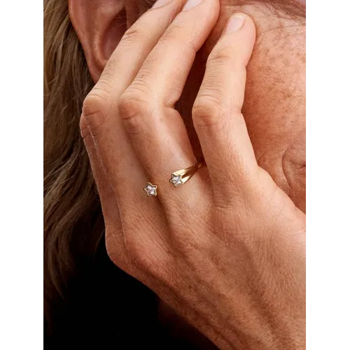 Photo présentant l’intégralité de la Pandora Bague Ouverte Étoiles Filantes Métal Doré À L’Or 14 Carats