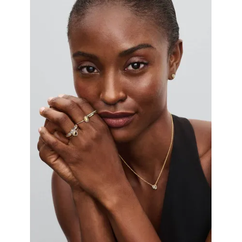 Photo présentant l’intégralité de la Pandora Bague Anneau Double Métal Doré À L’Or 14 Carats