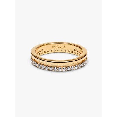 Image montrant la totalité de la Pandora Bague Anneau Double Métal Doré À L’Or