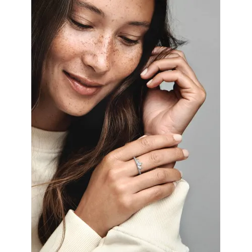Photo présentant l’intégralité de la Pandora Bague Herbier Scintillant Argent Massif