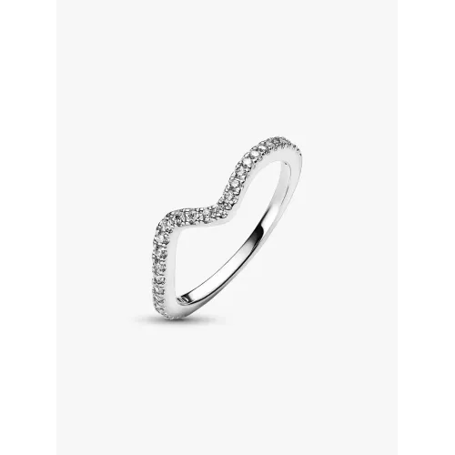 Photo présentant l’intégralité de la Pandora Bague Vague Scintillante Argent Massif