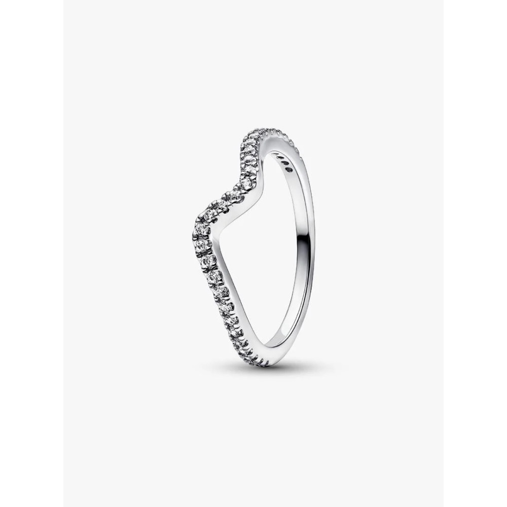 Photo présentant l’intégralité de la Pandora Bague Vague Scintillante Argent Massif