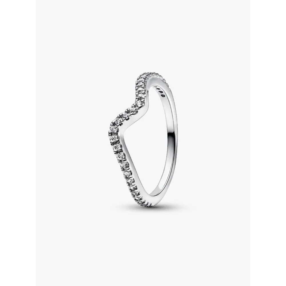 Photo présentant l’intégralité de la Pandora Bague Vague Scintillante Argent Massif