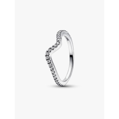 Photo présentant l’intégralité de la Pandora Bague Vague Scintillante Argent Massif
