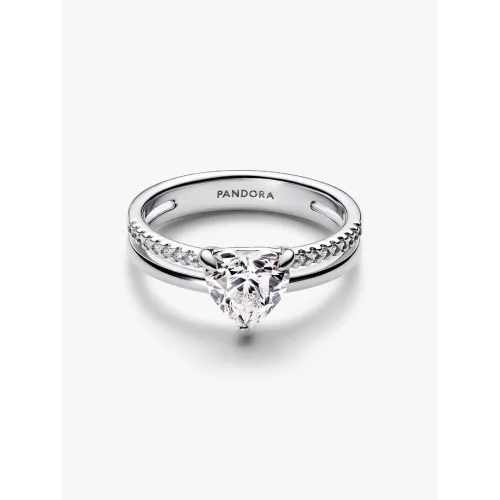PANDORA BAGUE CŒUR ANNEAU DOUBLE ARGENT MASSIF