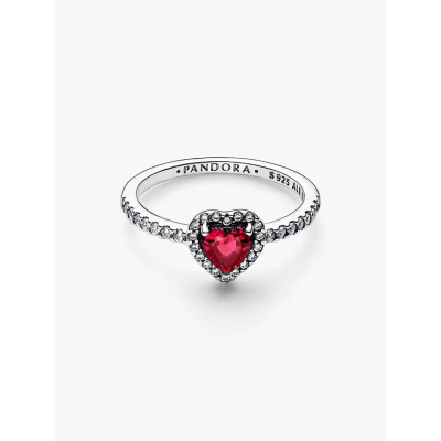 Visuel illustrant l’ensemble de la Pandora Bague Cœur Rouge Surélevé Argent Massif