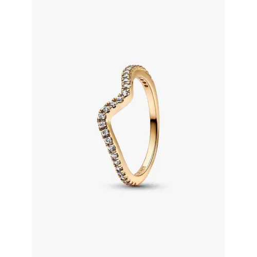 PANDORA BAGUE VAGUE SCINTILLANTE MÉTAL DORÉ À L’OR 14 CARATS