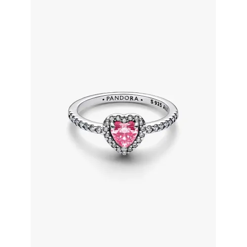 Photo présentant l’intégralité de la Pandora Bague Cœur Rose Surélevé Argent Massif