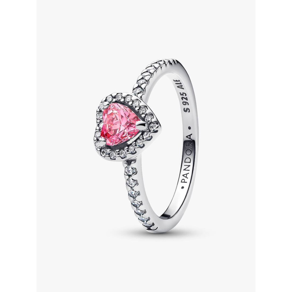 Photo présentant l’intégralité de la Pandora Bague Cœur Rose Surélevé Argent Massif