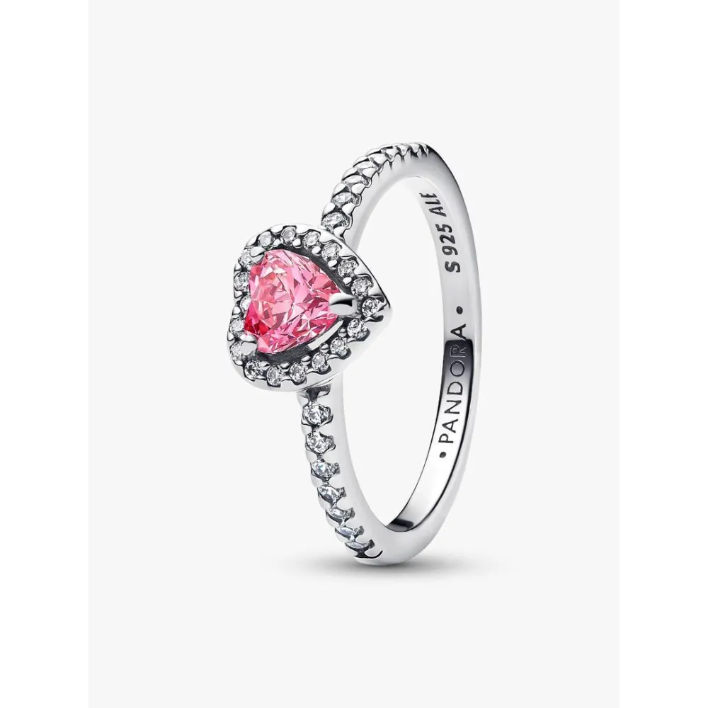 Photo présentant l’intégralité de la Pandora Bague Cœur Rose Surélevé Argent Massif