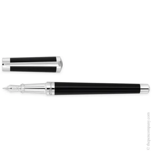 Photo montrant l'intégralité du Stylo S.T. Dupont Stylo Plume Liberté En Laque Noire Et Finitions Palladiées