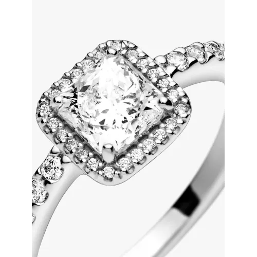 Photo présentant l’intégralité de la Pandora Bague Halo Scintillant Carré Argent Massif
