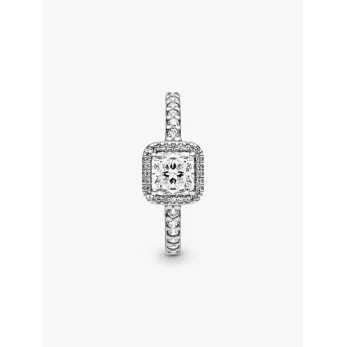 Photo présentant l’intégralité de la Pandora Bague Halo Scintillant Carré Argent Massif