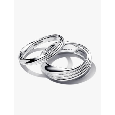 Image montrant la totalité de la Pandora Bague Double Torsadée Argent Massif