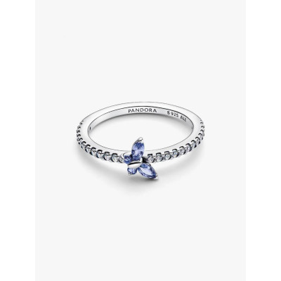 Image montrant la totalité de la Bague Papillon Scintillante Argent Massif