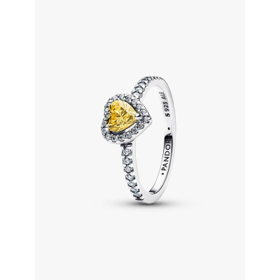 Image montrant la totalité de la Pandora Bague Cœur Surélevé Jaune Scintillant Argent Massif