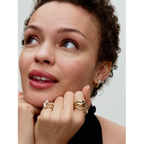 PANDORA BAGUE CŒUR DE FORME ORGANIQUE MÉTAL DORÉ À L'OR 14 CARATS MÉTAL DORÉ À L'OR 14 CARATS