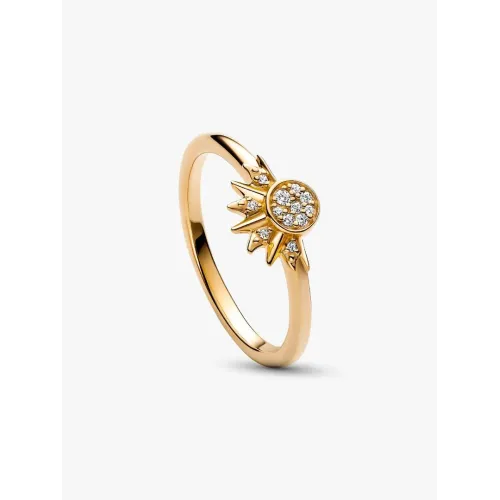 Image montrant la totalité de la Pandora Bague Céleste Soleil Scintillant Métal Doré À L'Or 14 Carats