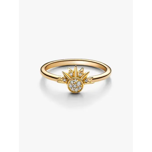 Image montrant la totalité de la Pandora Bague Céleste Soleil Scintillant Métal Doré À L'Or 14 Carats