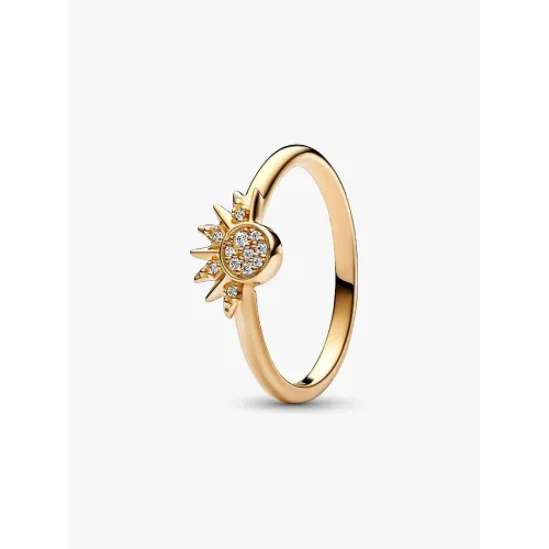 Image montrant la totalité de la Pandora Bague Céleste Soleil Scintillant Métal Doré À L'Or 14 Carats