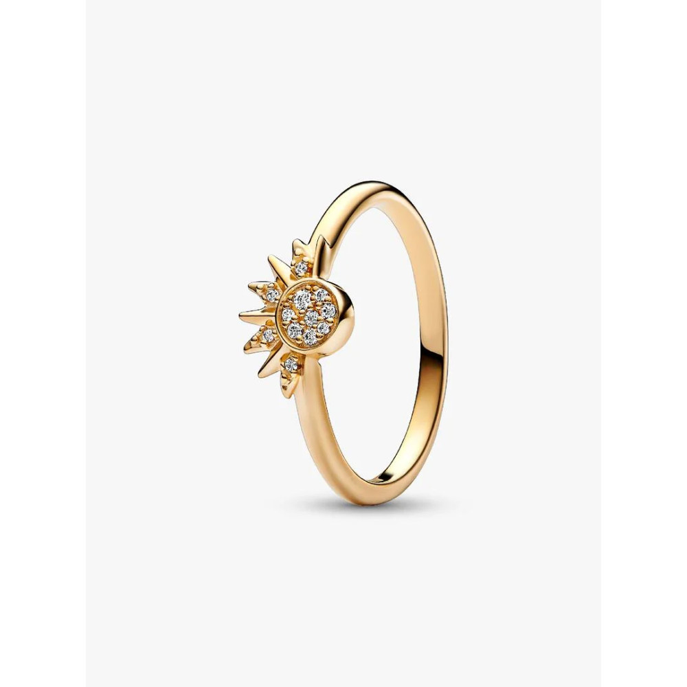 Image montrant la totalité de la Pandora Bague Céleste Soleil Scintillant Métal Doré À L'Or 14 Carats