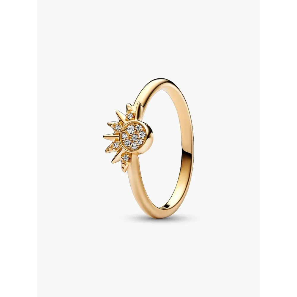 Image montrant la totalité de la Pandora Bague Céleste Soleil Scintillant Métal Doré À L'Or 14 Carats