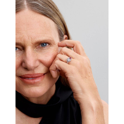 Pandora Bague Cœurs Halo Argent Massif Argent Massif sur un mannequin