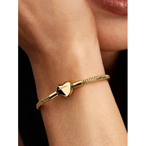 Photo présentant l’intégralité de la Bracelet Maille Serpent Facette Fermoir Cœur Doré