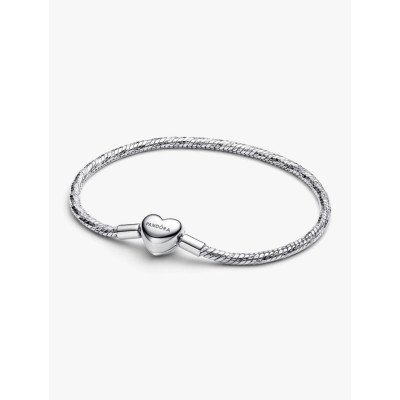 Photo présentant l’intégralité de la Pandora Bracelet Maille Serpent Facetté Fermoir Cœur