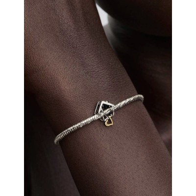 Gros plan de la Pandora Charm Maison et Cœur sur un mannequin