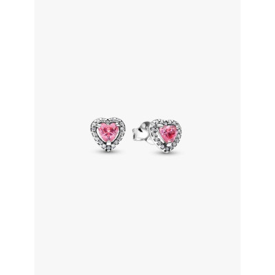 Photo présentant l’intégralité de la Clous d’Oreilles Cœurs Surélevés Roses