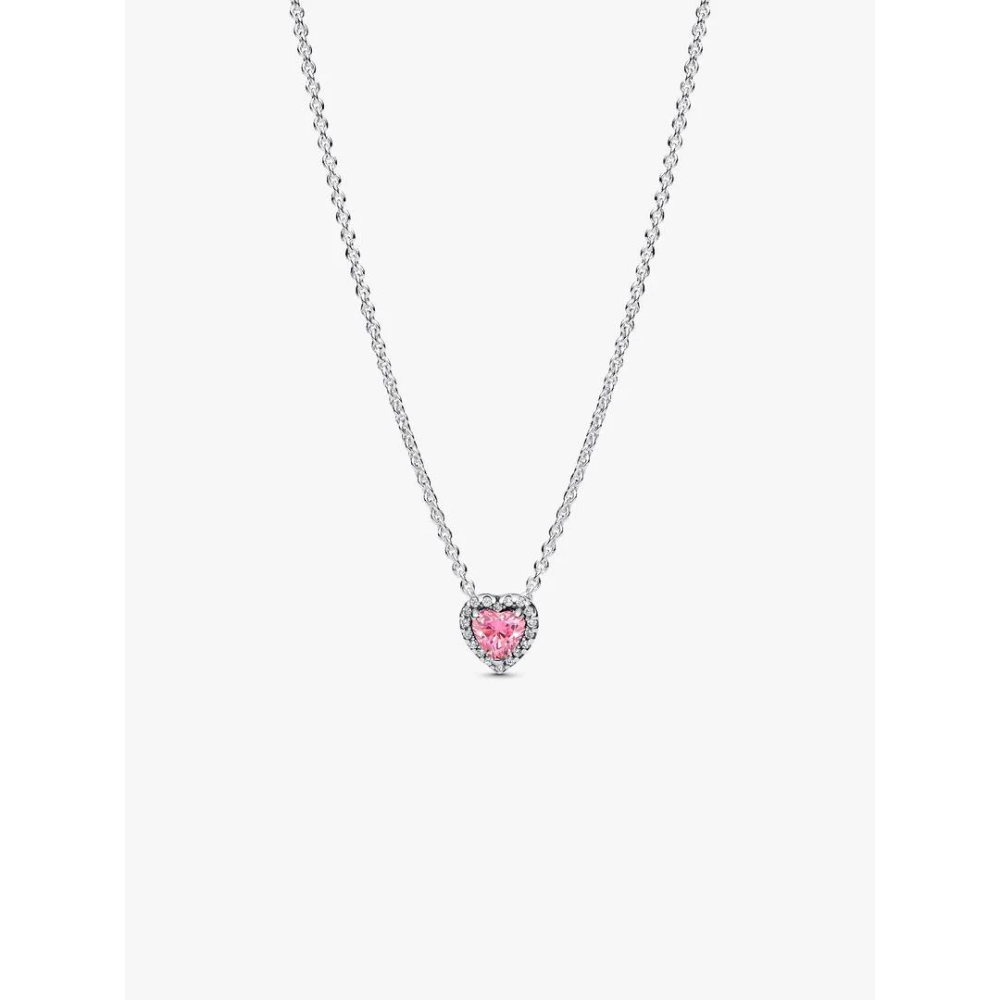 mage montrant la totalité de la Collier Cœur Surélevé Rose