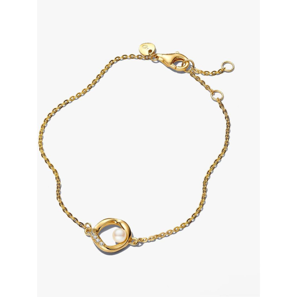 Photo présentant l’intégralité de la Bracelet Cercle Pavé de Forme Organique & Perle de Culture d’Eau Douce Traitée