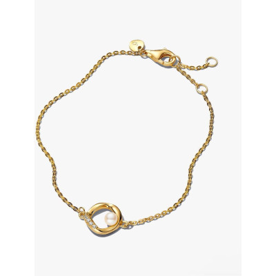 Photo présentant l’intégralité de la Bracelet Cercle Pavé de Forme Organique & Perle de Culture d’Eau Douce Traitée