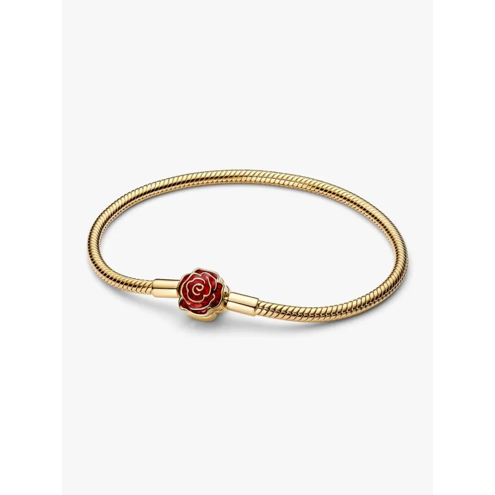 Photo présentant l’intégralité de la Bracelet Maille Serpent Disney La Belle et La Bête Rose Enchantée