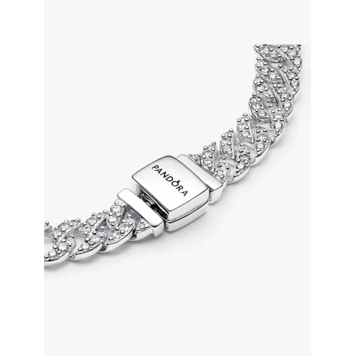 Photo présentant l’intégralité de la Bracelet Maille Cubaine Pavé Pandora Timeless