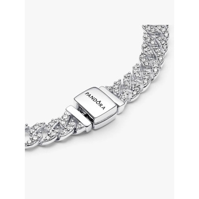 Gros plan de la Bracelet Maille Cubaine Pavé Pandora Timeless