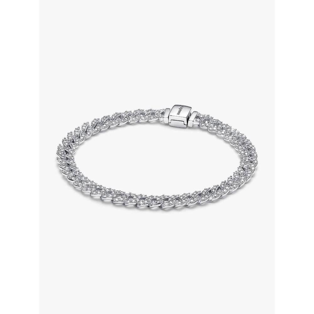 Photo présentant l’intégralité de la Bracelet Maille Cubaine Pavé Pandora Timeless