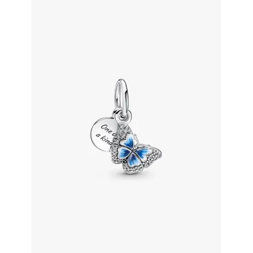 PANDORA CHARM PENDANT DOUBLE PAPILLON BLEU & CITATION