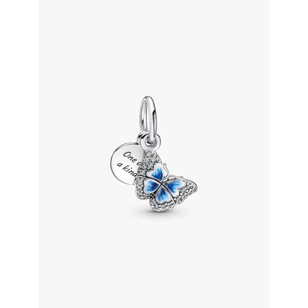 PANDORA CHARM PENDANT DOUBLE PAPILLON BLEU & CITATION