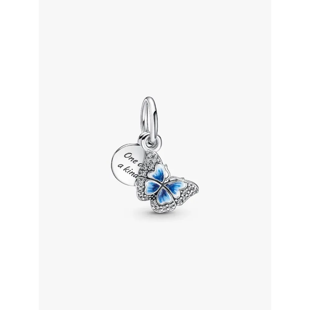 PANDORA CHARM PENDANT DOUBLE PAPILLON BLEU & CITATION